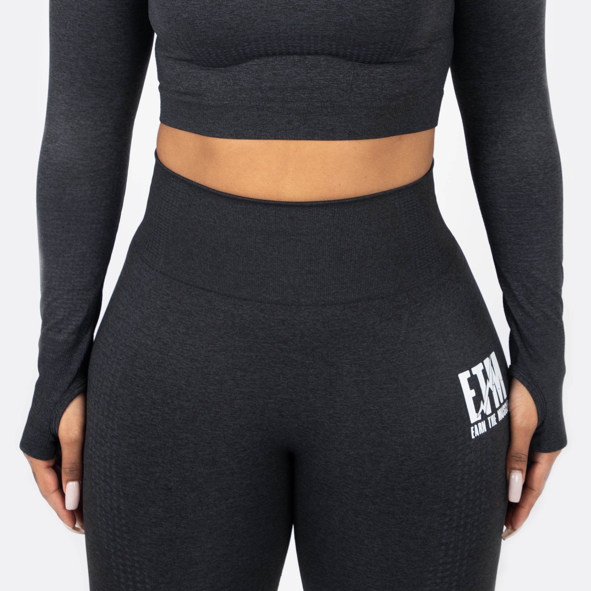 ETM Women's Seamless Pulse Leggings - Black Marl